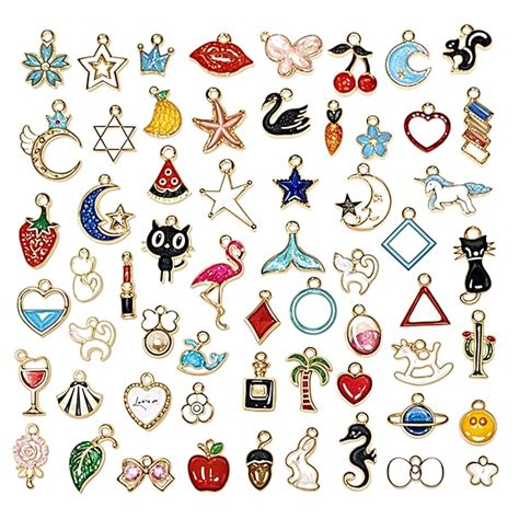 Street27® 54pcs Mixed Assorted Gold Plated Enamel Pendants Animal Moon ...