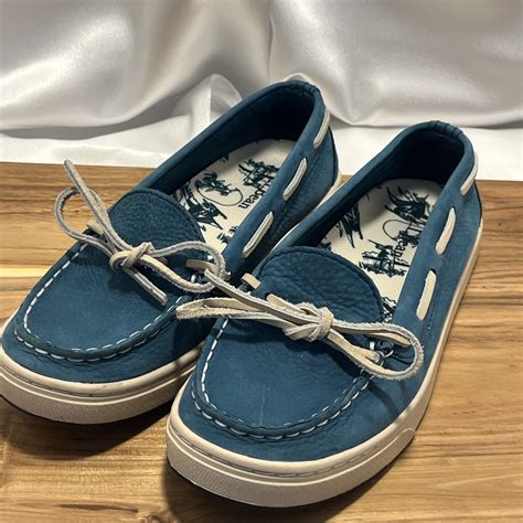 LL Bean Boat Shoes Loafers 7 M Flats Casual Slip On Teal Leather Moc ...