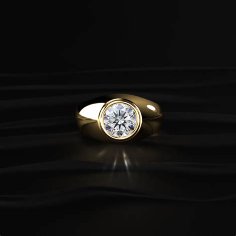 Flush Setting Round Solitaire Ring for Men | Earthly Jewels