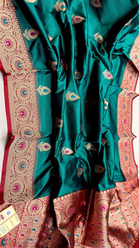 Stunning Green Banarasi Katan Silk Meenakari Saree