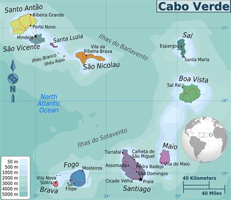Large regions map of Cape Verde | Cape Verde | Africa | Mapsland | Maps of the World