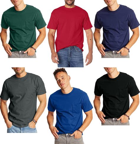 Hanes Men's Pocket Tshirts 6-Pack Slightly Imperfect Soft Breathable ...