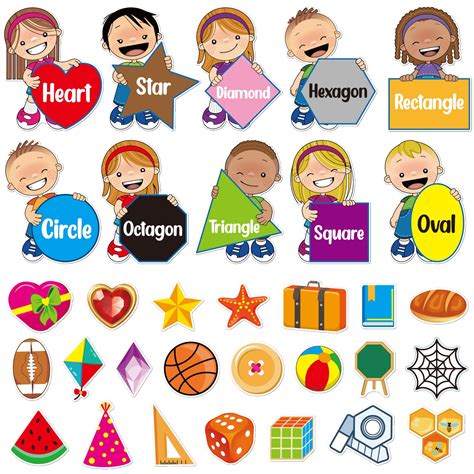 32 Pieces Shapes Classroom Posters Shapes Bulletin Board Set 100 ...