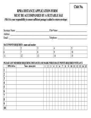 Fillable Online Distance Application Form - rpra.org Fax Email Print ...