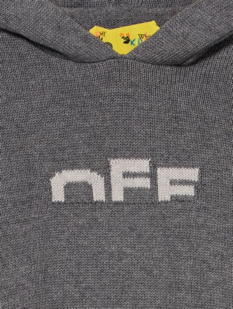 Type Logo Knit Logo Hoodie in DARK GREY - LIGHT GREY | Off-White™