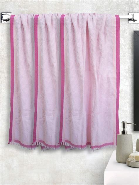 Athom Living Light Weight Cotton Premium Waffle Border Bath Towel ...