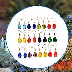 SAHVI HANDICRAFTS 12 Pairs Multicolor Glass Gold Plated Drop Ear Rings ...