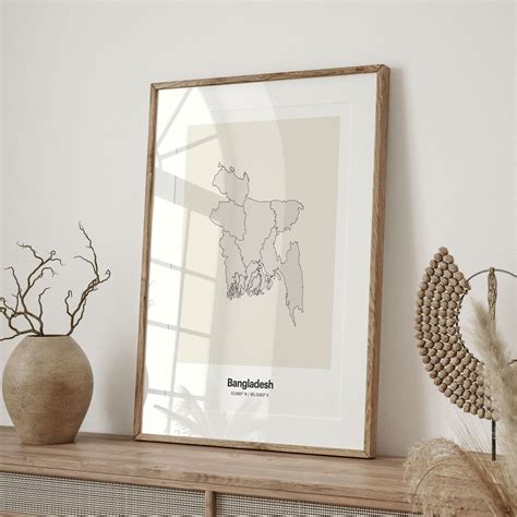 Bangladesh Print, Bangladeshi Gift, Minimalistic Country Map Poster, BD Line Art, Latitude ...