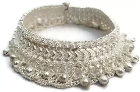 AUTOCASE Women White Metal Silver Heavy Payal For Women Bridal With ...