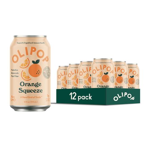 OLIPOP Healthy Prebiotic Soda, Orange Squeeze, Digestive Health Support ...