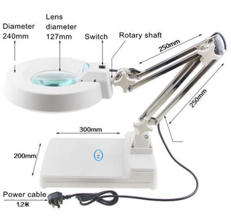 10X Desktop Magnifier Lamp with LED Light ,Adjustable Arm Folding ...
