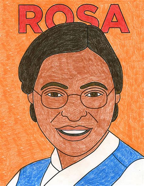 How to Draw Rosa Parks - Easy Step-by-Step Art Lesson + Coloring Page