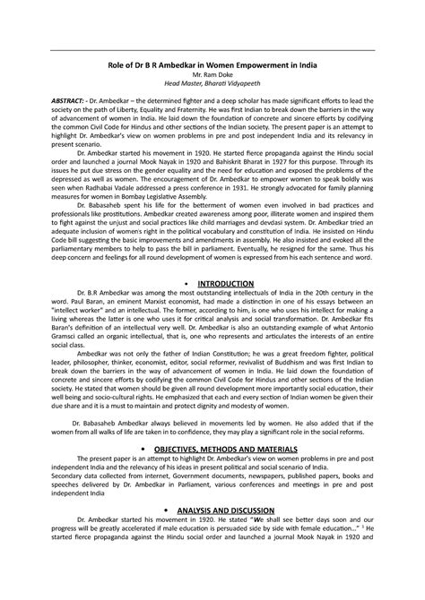 Women Empowerment - Ram Doke Head Master, Bharati Vidyapeeth ABSTRACT ...