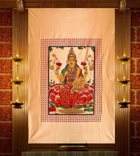 IXORA Goddess Lakshmi Printed Polyester Door Curtain Golden Color ...
