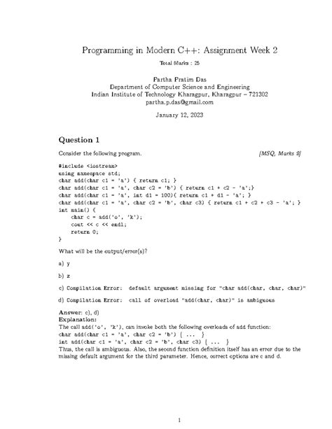 Java Programming - IIT Kharagpur - Assignment Solutions 2024 - Studocu