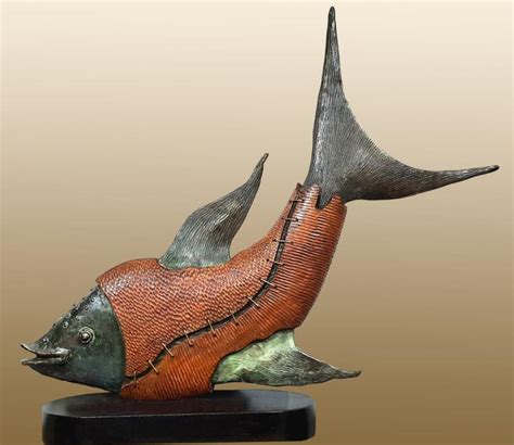 "Fish": Brown Sculpture (27x31x8) by Subrata Paul – ArtZolo.com
