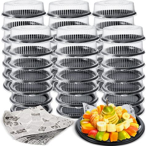 Amazon.com | Tessco 48 Pcs 12 in Catering Trays with Lids Serving Trays ...