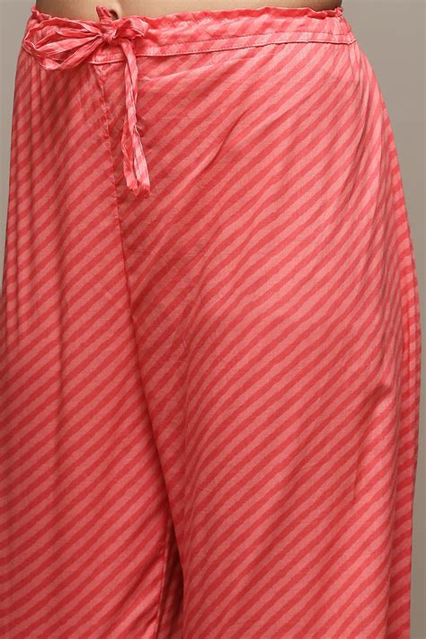 Coral Cotton Straight Kurta Palazzo Suit Set