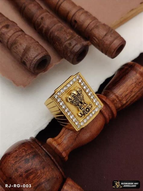 Exclusive Ashok Stambh Logo Design with Diamond Ring for Men RG-003 ...