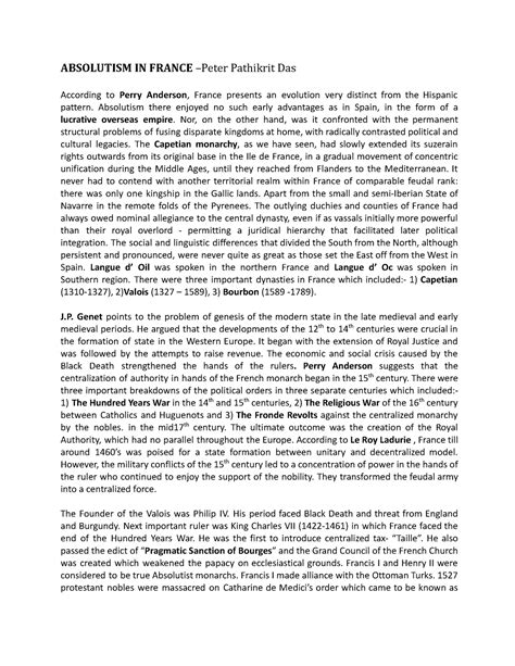 Copy of Absolutism in France - ABSOLUTISM IN FRANCE –Peter Pathikrit ...