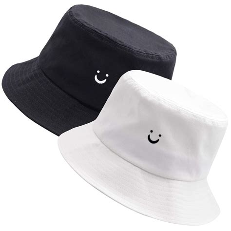 Smile Face Bucket Hat Summer Travel Bucket Beach Sun Hat Embroidery ...