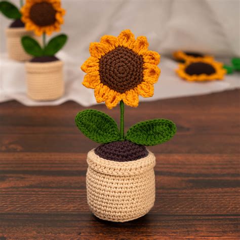 Send Handmade Crochet Sunflower Pot - Single Piece Online | The Zappy Box