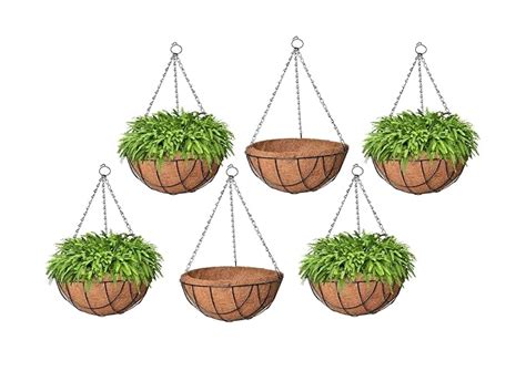 Go Hooked 10" Coir Hanging Basket/Coco Gardening Liner with Hanging ...