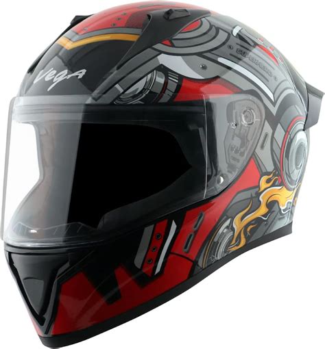 Vega Bolt Superhero Full Face Helmet Black Red, Size: L(59-60 cm ...