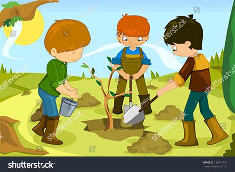 Community Planting Trees Cartoon 的图像结果