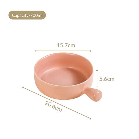 Peach Ceramic Bowl With Handle 700ml Online - Premium Bowl with Handle ...