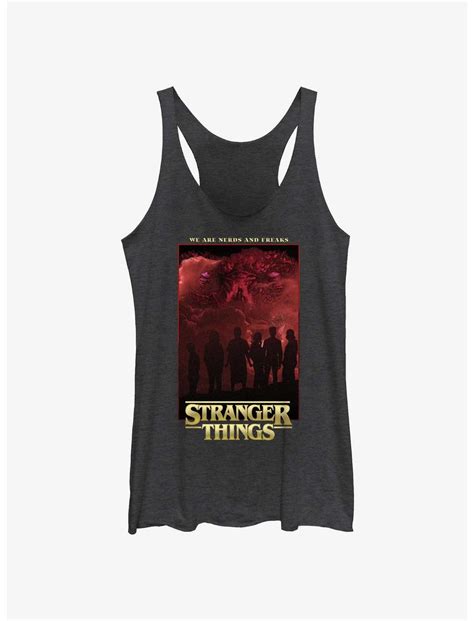 Stranger Things Nerds And Freaks Girls Raw Edge Tank - BLACK | Hot Topic