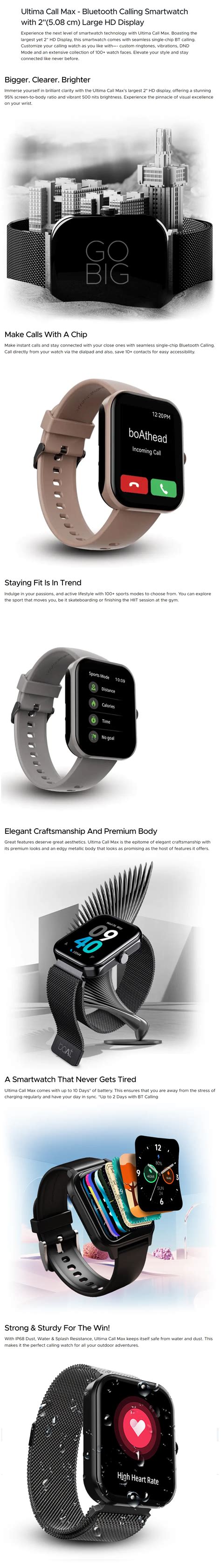 Buy boAt Ultima Call Max Smart Watch with 5.08 cm (2 inch) Big HD ...