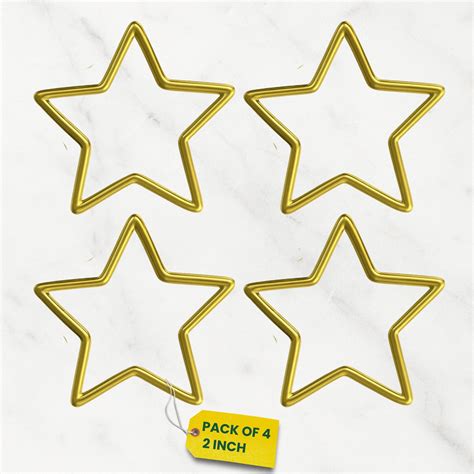 Ecofynd Star Shaped Golden Metal Hoops – 2 Inches (Set of 4 / 10)