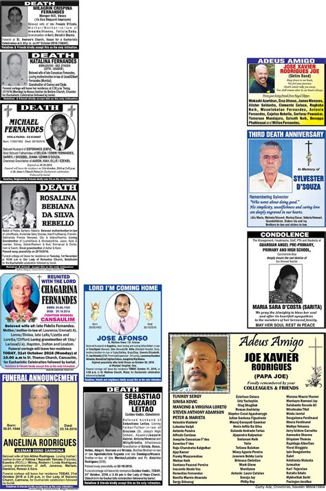 31-10-2016 Day Obituaries - Herald Goa