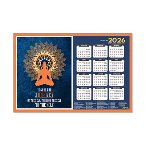 ESCAPER Yoga Quotes Wall Calendar 2026 – 12 x 18 Inch, Meditation ...