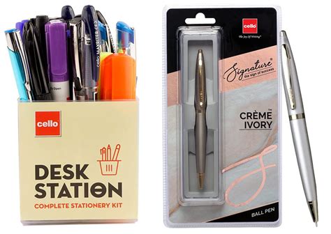 Cello Desk Station, Assorted office stationery items Signature Creme ...