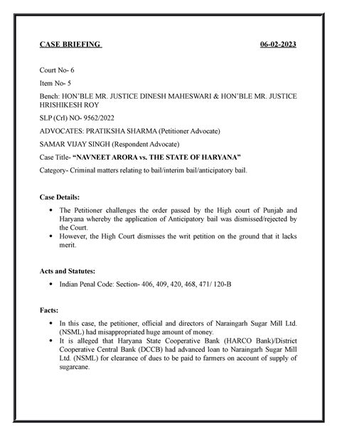 CASE Briefing- Court-6 (ITEM-5) - CASE BRIEFING 06-02- Court No- 6 Item ...