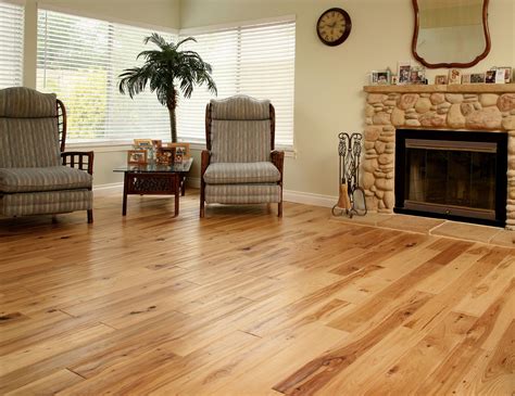 Light and Lovely Hickory Hardwood Flooring for Your Luxury Living Room