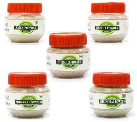 RAINTECH HERBALS Amla Reetha Shikakai Bhringraj And Hibiscus Powder ...