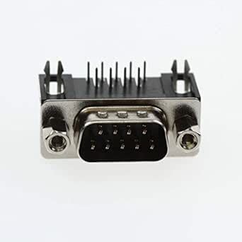 DB9 Male Right Angle Connector – 9 Pin – PCB Mount – Pack of 2 : Amazon ...