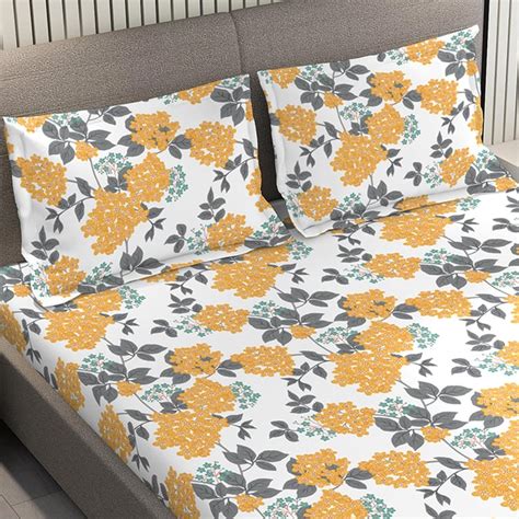 Buy LAYERS Zen Cotton Blend 225TC Floral Print 3Pcs King Bedsheet Set ...