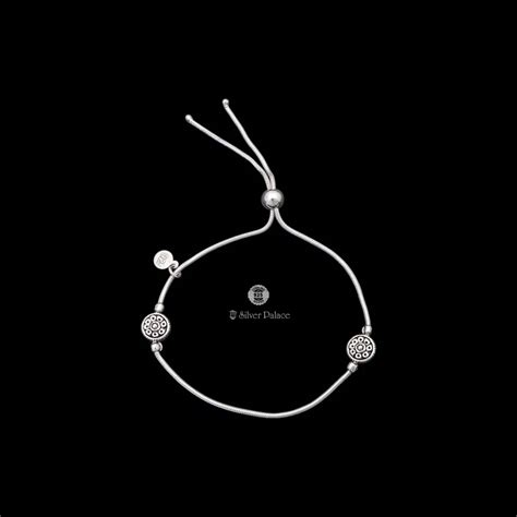 925 Oxidised Silver Floral Motif Single Leg Anklet For Women Mauve ...