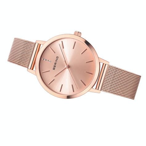 Bering Rose Gold Dial Analog Watch With Bracelet For Women 13434-366 ...
