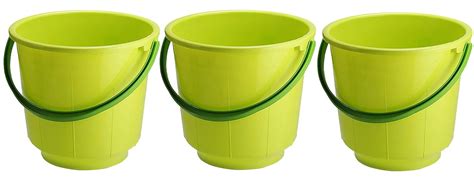 Kuber Industries 3 Pieces Unbreakable Strong Plastic Bathroom Bucket 13 ...