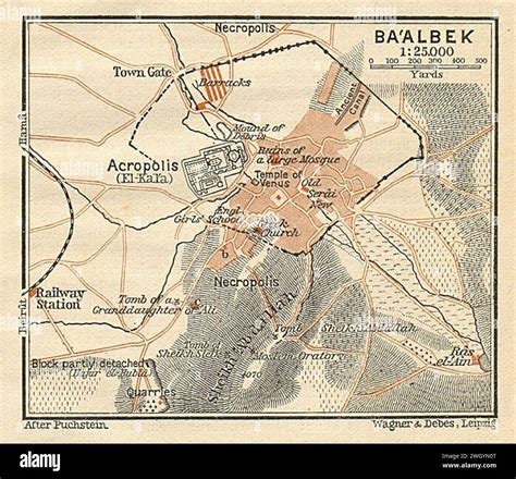 Baalbek, Antique colour tourist map (1912 Stock Photo - Alamy