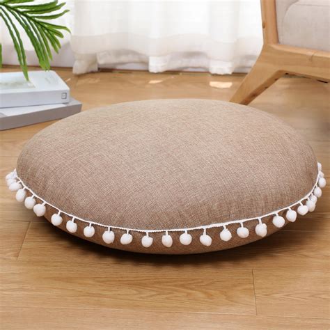 Amazon.com: Tinideya Boho Meditation Floor Pillow 24 Inch Linen Round ...