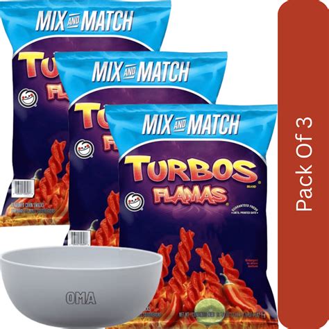Sabritas Turbos Flama Corn Snacks, 19.125 oz-3pk, With Olive White Bowl By OMA - Walmart.com