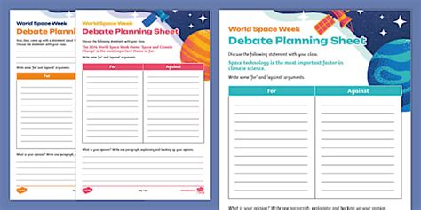 World Space Week Debate Planning Sheet (teacher made)