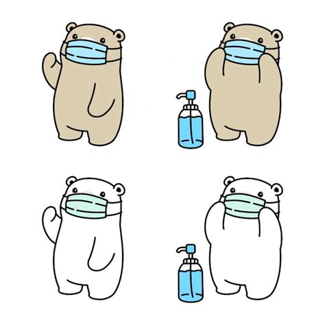 Bear polar face mask coronavirus covid-19 | Premium Vector