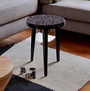 Sidrah Wooden 3 Leg Stool, Foldable Three Legged Side Table for Bedside ...